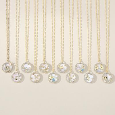 China High Polished Shiny 2021 New Gold Plated 12 Disc Sign Horoscope Zodiac Necklace 925 Sterling Silver Women Coin Pendant Necklace for sale