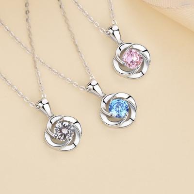 China CLASSIC Women Fashion Accessories Necklace Zircon Stone Diamond Jewelry Girls Headscarf 925 Sterling Silver Charms Mothers Day Pendant Gift for sale