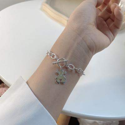 China 2021 Fine Coins Lead Free Nickel Free Star Bear 925 Sterling Silver Bangle Vintage Jewelry Women Silber OT Buckle Punk Link Chain Bracelet for sale