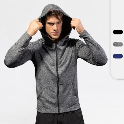 China Quick-drying Casual Training Long Sleeve Hoodie Anti-wrinkle Zipper Men's Fitness Yoga Jacket for sale