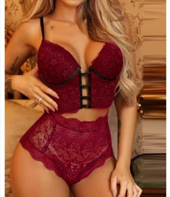 China QUICK DRY Warm Lace Underwear Solid Color Design Ladies Spicy Hollow Bra Set for sale