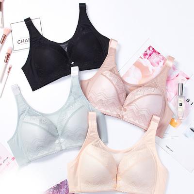 China Breathable Lace Gathering No Steel Ring Front Buckle Anti-sagging Adjustable Bra Maternity Breastfeeding Underwear for sale