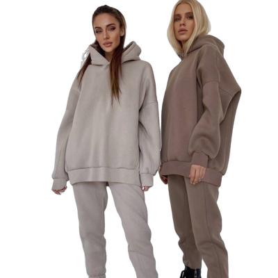 China New Logo Two Piece Leisure Suit Winter Pure Color Custom Made QUICK DRY High Quality Oversized Hoodie for sale