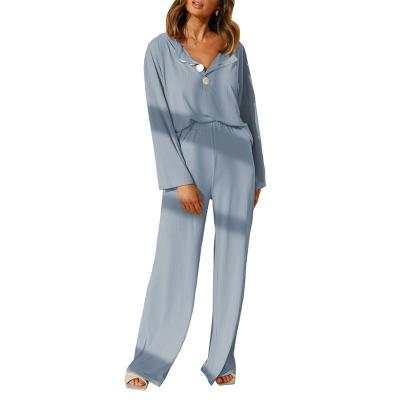 China Breathable American-style comfortable pajamas set to shape comfortable women long sleeve polyester home clothes for sale