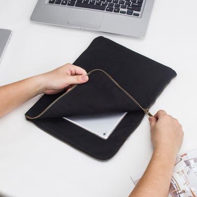 China Minimalism and Modernity Custom Canvas Logo 13 Inch Laptop Bag Computer Case Cover Protect Zipper Laptop Sleeve for sale