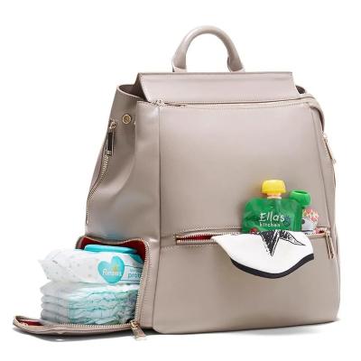 China Custom Leather Anti-theft Baby Diaper Vegan Women PU Logo Wet Diaper Bag Wet Bag Backpack For Ladies for sale