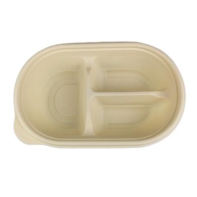 China Disposable Eco Friendly Stocked Biodegradable Starch Lunch OEM/ODM Compartment Take Away Corn Starch Container Fast Meal Tray Biodegradable Take Away Lunch Boxes for sale