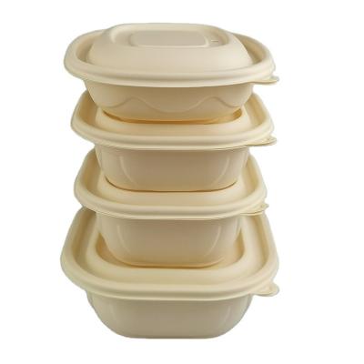 China Disposable Eco Friendly Stocked Biodegradable Disposable Food Containers Fast Meal Tray Biodegradable Lunch Box For Take away Corn Starch Container for sale