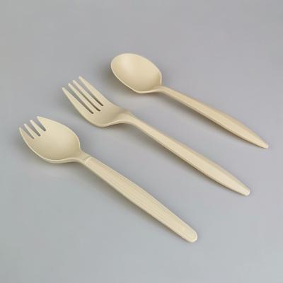 China Disposable Eco Friendly Stocked Biodegradable Disposable Biodegradable Cutlery Plastic Cornstarch Corn Starch Fork Knife Spoon Cutlery Set for sale