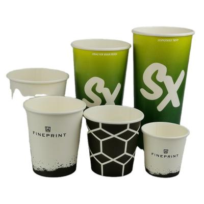 China Disposable Eco Friendly Stocked Biodegradable Custom color printing disposable paper cup take away coffee packaging paper cups all sizes wholesale paper cup for sale