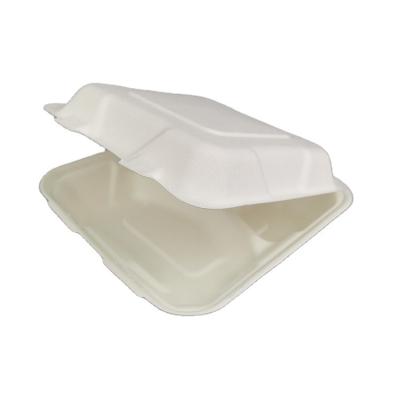 China Disposable Eco Friendly Stocked Biodegradable Packaging Bagasse Box Restaurant Disposable Meal Boxes Biodegradable Packaging Bagasse Clamshell Box for sale