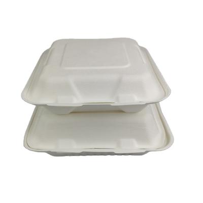 China Disposable Eco Friendly Stocked Biodegradable Environmental Friendly Biodegradable Boxes Sugarcane Food Containers Lunch Bowl Takeaway Container Packaging Bagasse Box for sale