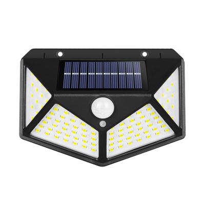 China Energy saving and environmental protection. Popular Style 100LED Solar Wall Lamp Highlight Human Body Sensor Yard Fill Lamp for sale