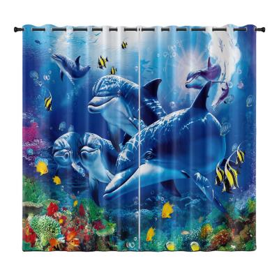 China European and American marine semi-shading linen velvet series style sunscreen curtain digital printing product processing customization for sale