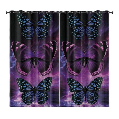 China European and American style high-precision living room bedroom blackout 3D series blackout curtain flattening digital printing black silk customization for sale