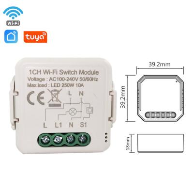 China Tuya Wifi Smart Home Switch Smart Switch Light 10A Mini Automation Module Wireless Control for Alexa, Google Home for sale