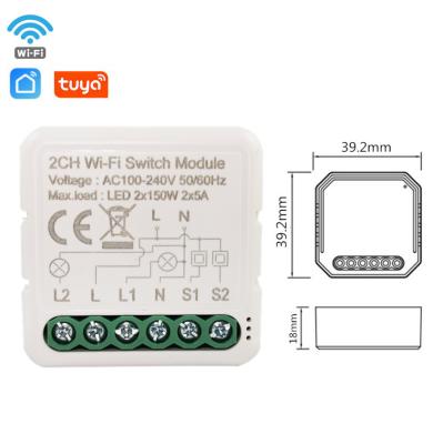 China 2 Way DiY WiFi Smart Smart Home Module Relay Lamp Switch Smart Life/Tuya APPs Remote Control Home Switch Work With Alexa Google Home for sale