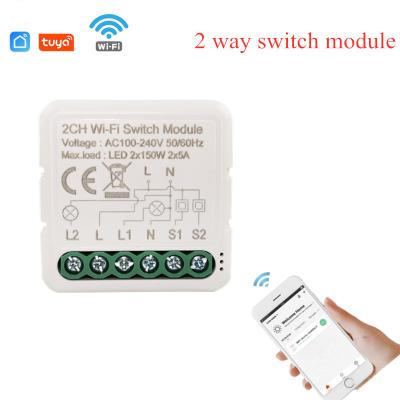 China Smart Home Switch 39.2*39.2*18mm 2 Strip Zigbee Wall Switch Module DIY Breaker For Alexa Google Home Voice Remote Control for sale