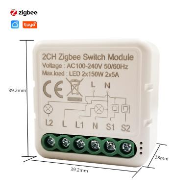 China ZigBee Smart Home Switch Tuya Home Automation APP Mobile Wireless Control 2 Way Smart Switch Module for sale