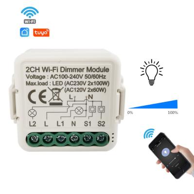 China Smart Tuya Wifi Smart Home Switch 1 Band 2 Way Led Dimmer Module 240v Work With Amazon Alexa And Google Home for sale