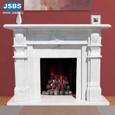 China Modern free standing modern hand carved stone fireplace for sale