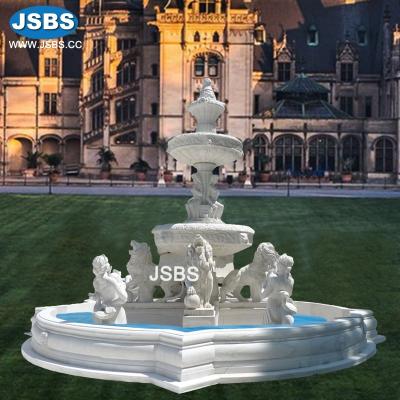 China Modern Wholesale Modern White Garden Sex Girl And Lion Stone Water Fountain for sale