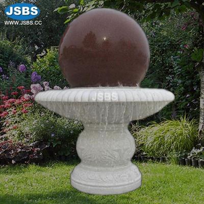 China Traditional White Marble Carved Red Rotating Ball Water Fountain for sale