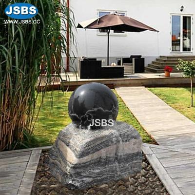 China Modern Unique Garden Stone Carved World Map Black Waterfall Sphere Floating Ball Fountain for sale