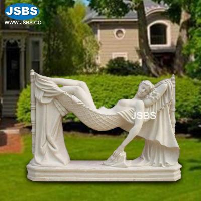 China White Marble Nude Lying Lady Farmhouse Whole Sale Sculpture for sale