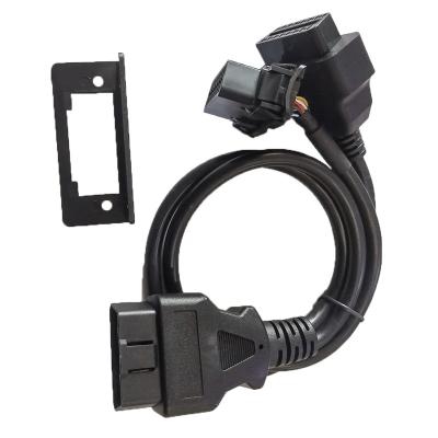 China Automotive Aftermarket Industries Wholesale Design OBD2 One To Equipment Two Car Plug Extension Connector Automotive Diagnostic Cable With Holder for sale