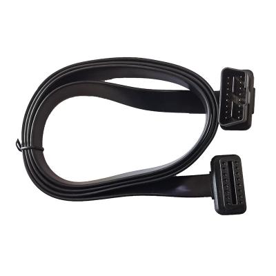 China Automotive Aftermarket Industries Slim Flat Obd 2 ObdII Obd2 16pin Male To Female Diagnostic Extension Cable Connector for sale