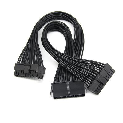 China 24Pin ATX Computer-Computer 24P 1 to 2 PSU Power Port. Power Supply Extension Cable 20+4 Pin Male To Female Left Y Splitter Cable for sale