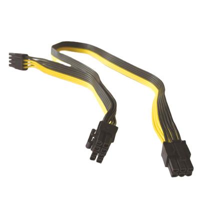 China COMPUTER 6 pin to dual 6+2-pin (6-pin/8-pin) GPU graphics card PCIE power splitter cable 6Pin to 2x8pin power supply cable extension for sale