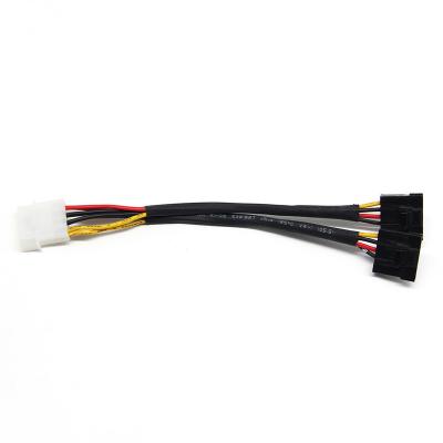 China COMPUTER 4 Pin IDE Male To 2 15Pin SATA Female Hard Drive Cable For HDD 1 Hard Disk Drive SSD Splitter Connector To 2 Extension Cable for sale