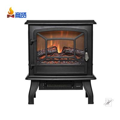 China Cheap portable freestand fireplace heater 17in freestanding electric caster cast iron with mantel for sale