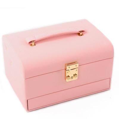 China Travel Ornaments Leather Jewelry Box Lockable Square Shape Eco Friendly for sale