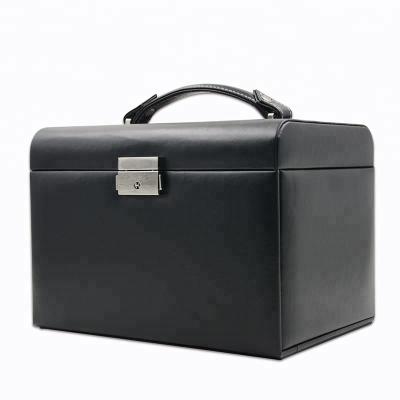 China Storage / Gift Leather Jewelry Box Black Color Lightweight For Travel for sale