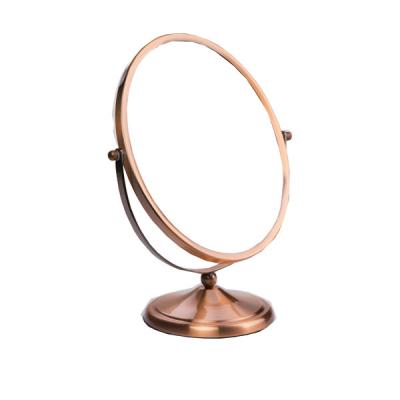 China 360d rotation Luxury Standing Cosmetic Mirror , Oval Gold Table Mirror With Stand for sale