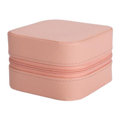 China orange Square Portable Travel Jewelry Box Metal Zipper for sale