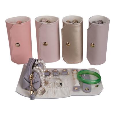 China Purple / Pink Leather Jewelry Bag For Jewelry Collect / Display 0.3kg Weight for sale