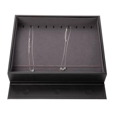 China 20 Slots Gray Necklace Display Box , Folding Stackable Jewelry Display Trays for sale