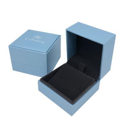 China Light Blue Bracelet Necklace Ring Velvet Jewelry Box for sale