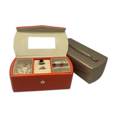 China Portable Electroplating Hardware PU Leather Jewelry Box for sale