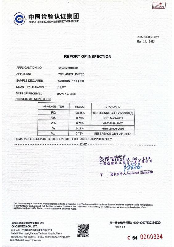 REPORT OF INSPECTION - Winlands limited