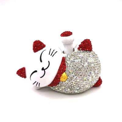 China China Manufacturer Direct Selling Car Accessories Diamond Inlaid Lucky Cat Car Interior Decoration Creative Aromatherapy Car Vent for sale