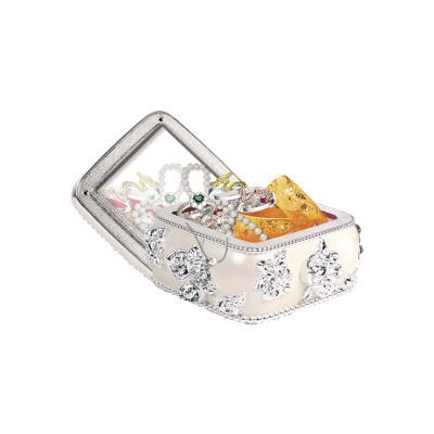 China HIPS White Floral Pearl Logo Custom Jewelry Box Organizer for sale