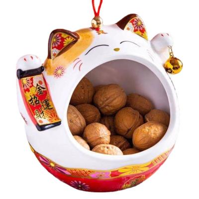 China Gift Personalization Business Practical Promotion Lucky Cat Desktop Storage Ripple Ceramic Ornaments for sale