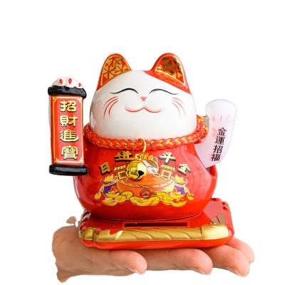 China Waving Gold Battery Operated Maneki Neko Lucky Fortune Cat Waving Arm plastic and ceramic maneki neko for sale