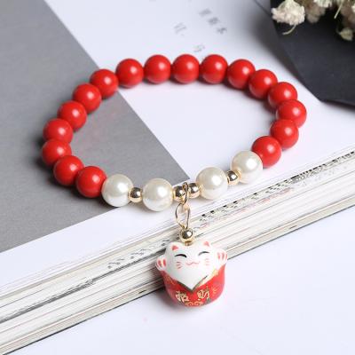 China New Arrival China Animal Bracelet Cute Colorful Beaded Stone Cat Charm Bracelet Lucky Crystal for sale