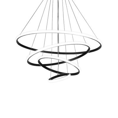 China Modern Universal Lighting Indoor Suspended Led Nordic Pendant Light Art Deco Rings Modern Style Long Light Chandelier for sale